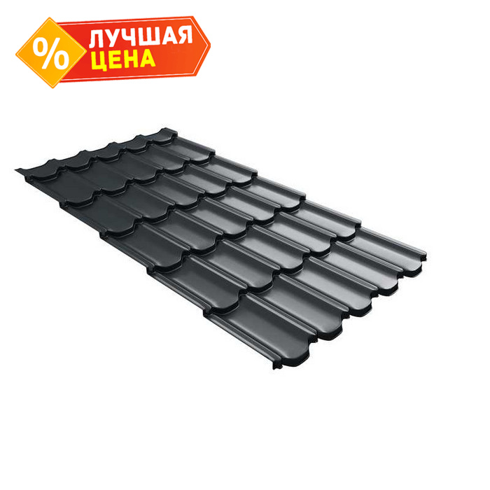 Металлочерепица Grand Line Kvinta plus (Квинта Плюс) 0,45 Drap ST RAL 7016 Серый антрацит | c 3D резом